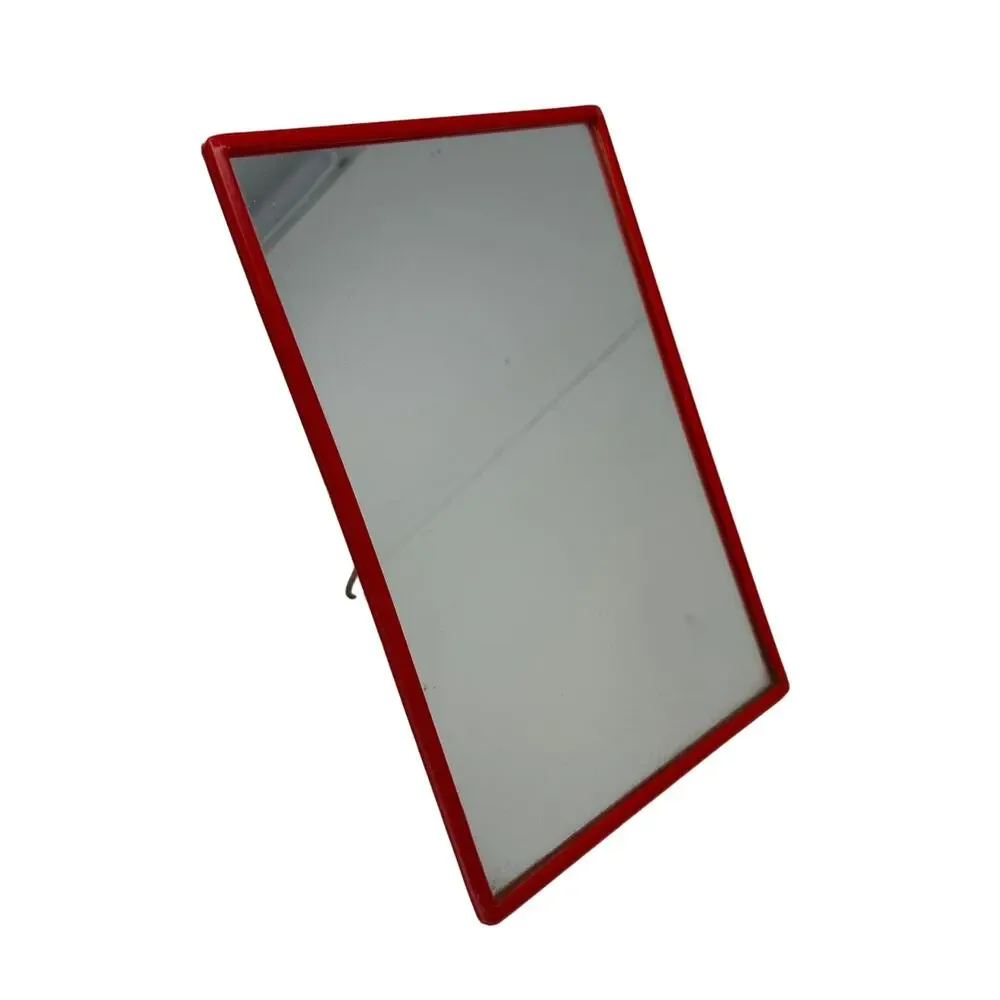 Vintage Makisen Kuvastin Oy Tabletop Mirror On Stand MCM Red Made In Finland